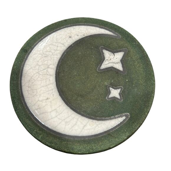 Raku Potteryworks Jeremy Diller Signed Set of 5 Coasters Lotus Moose Moon - Picture 7 of 12